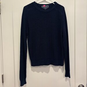 VTG Barnaby Mens Navy Blue Waffle Knit Crewneck Sweater Size M Acrylic‎ Pullover